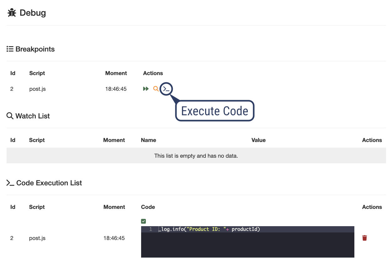Debug - Execute Code