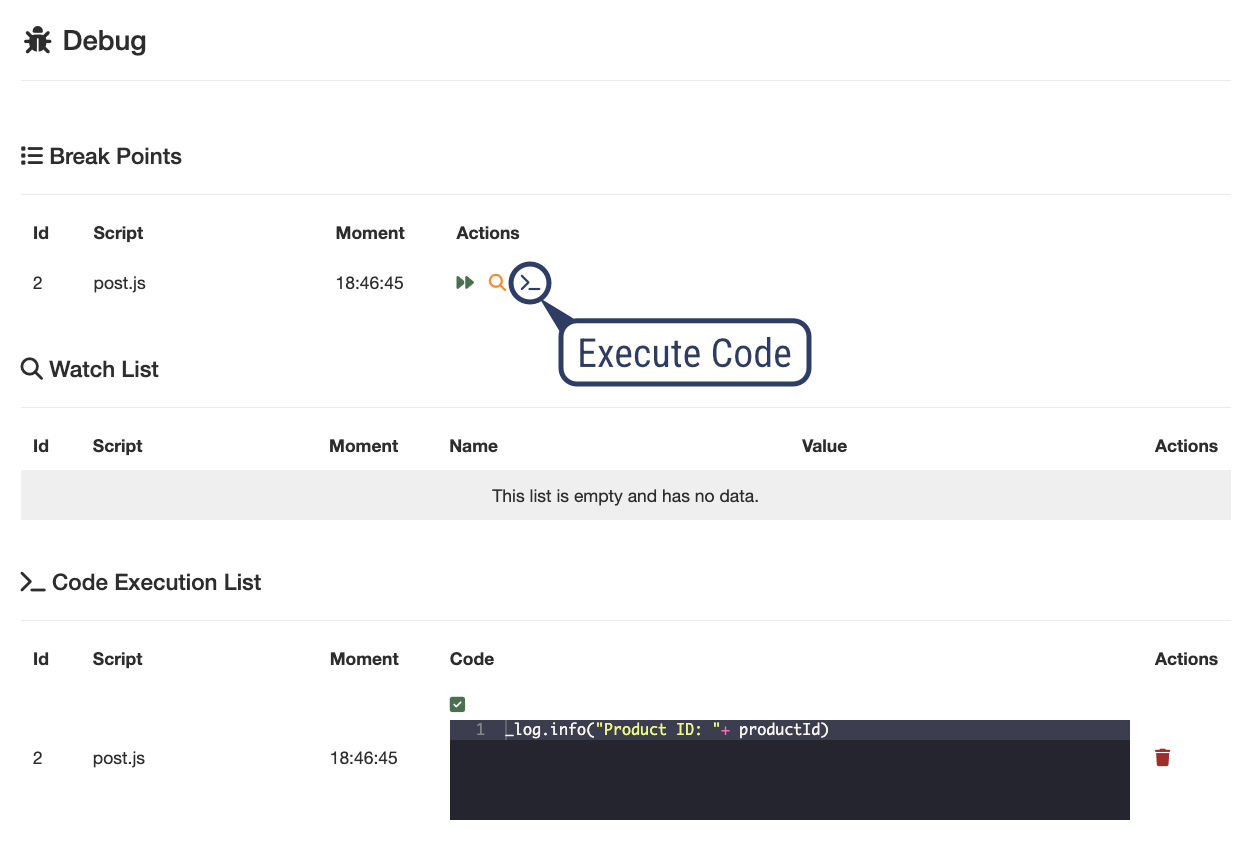 Debug - Execute Code